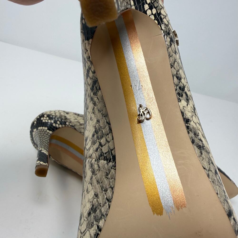 Sam Edelman Harlee Embossed Snake Print Mule Heels Sz. 7.5 Slip On EUC - Picture 4 of 13